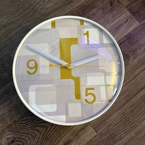 Vintage wall clock geometric MCM modern retro white base